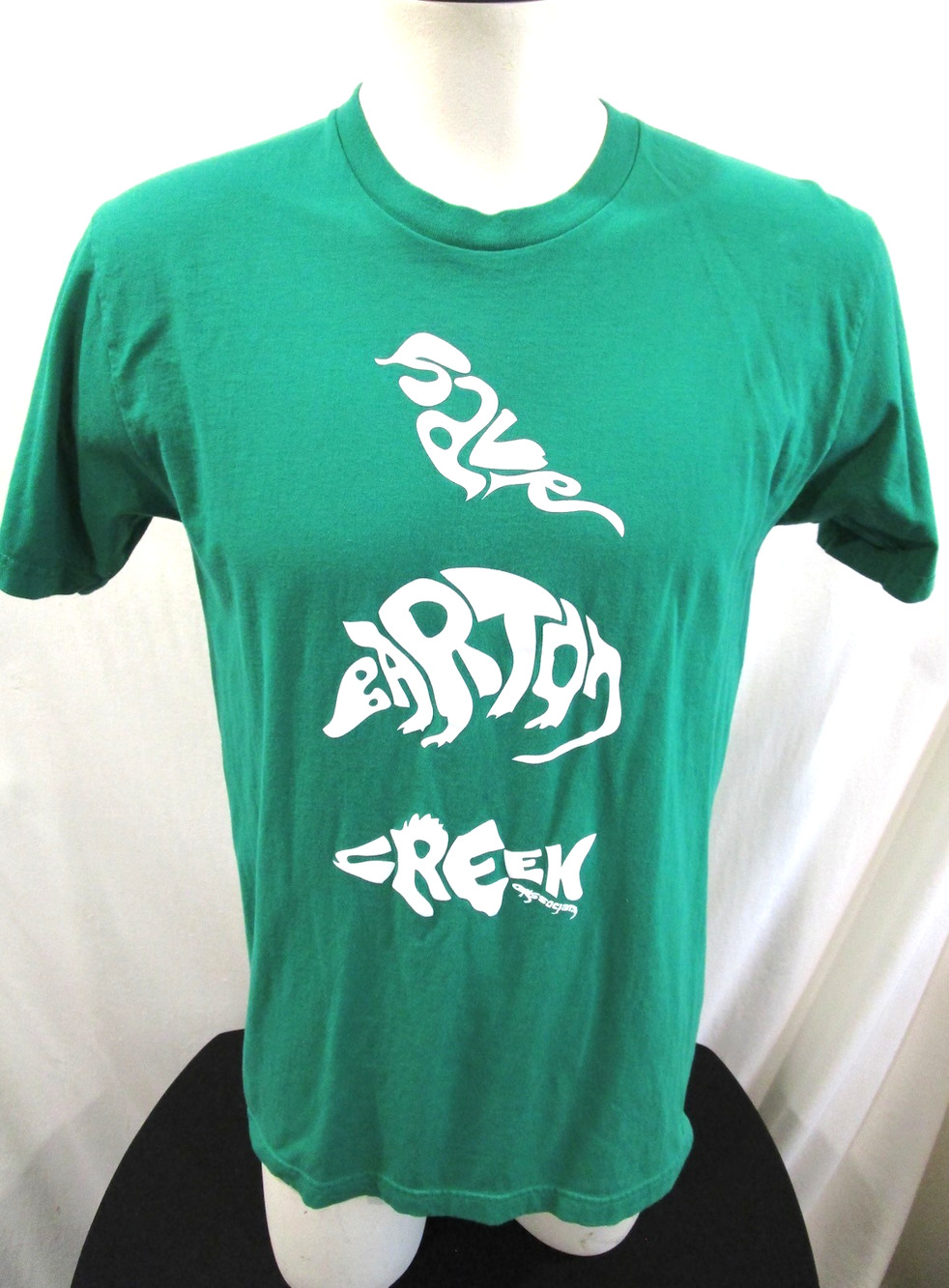 Save Barton Creek Austin Texas Bird, Armadillo, Fish Green T Shirt Men Sz L